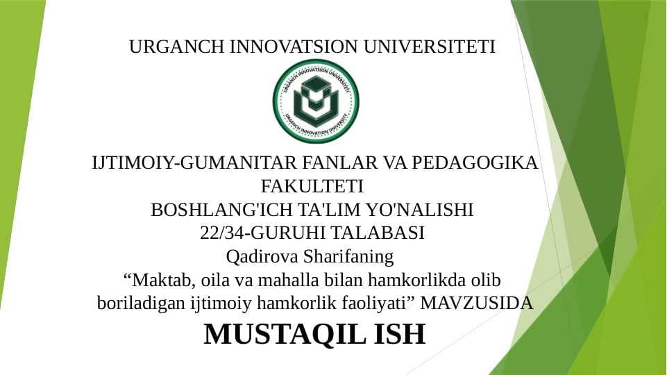 Maktab, oila va mahalla bilan hamkorlikda olib boriladigan ijtimoiy hamkorlik faoliyati