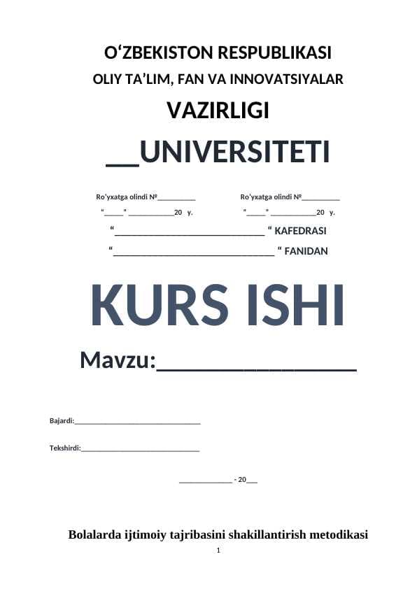 Bolalarda ijtimoiy tajribasini shakillantirish metodikasi