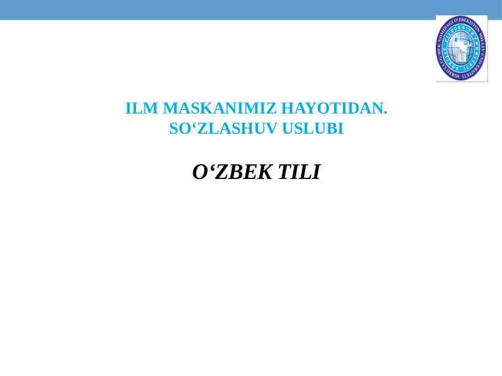 ILM MASKANIMIZ HAYOTIDAN