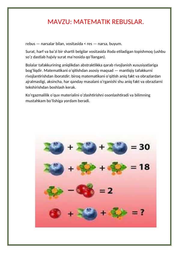 MATEMATIK REBUSLAR.