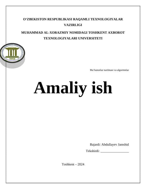 Binar daraxti, Malumotlar tuzilmasi va algoritmlashdan amaliy ishlar