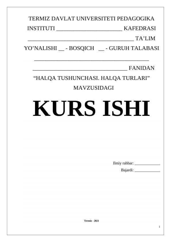 Halqa tushunchasi. Halqa turlari