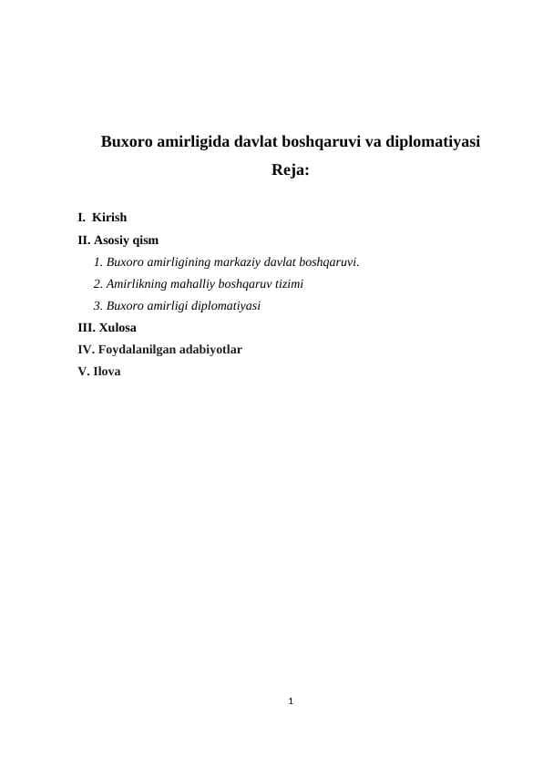 Buxoro amirligi davlat boshqaruvi va diplomatiyasi.doc