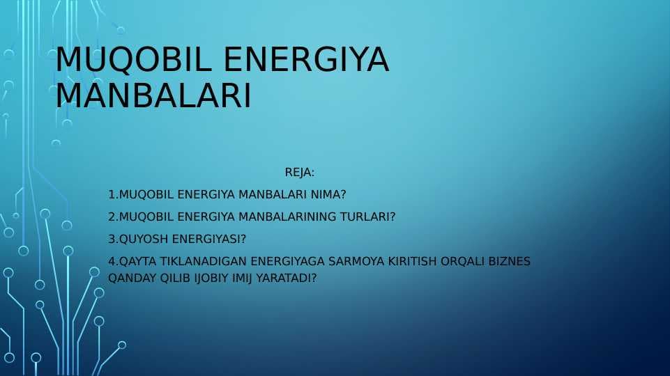 MUQOBIL ENERGIYA MANBALARI