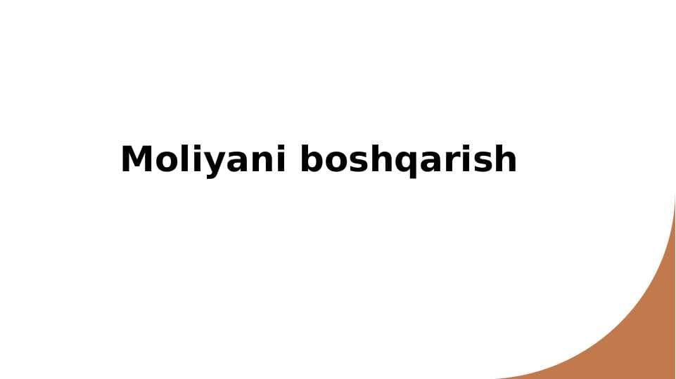 Moliyani boshqarish