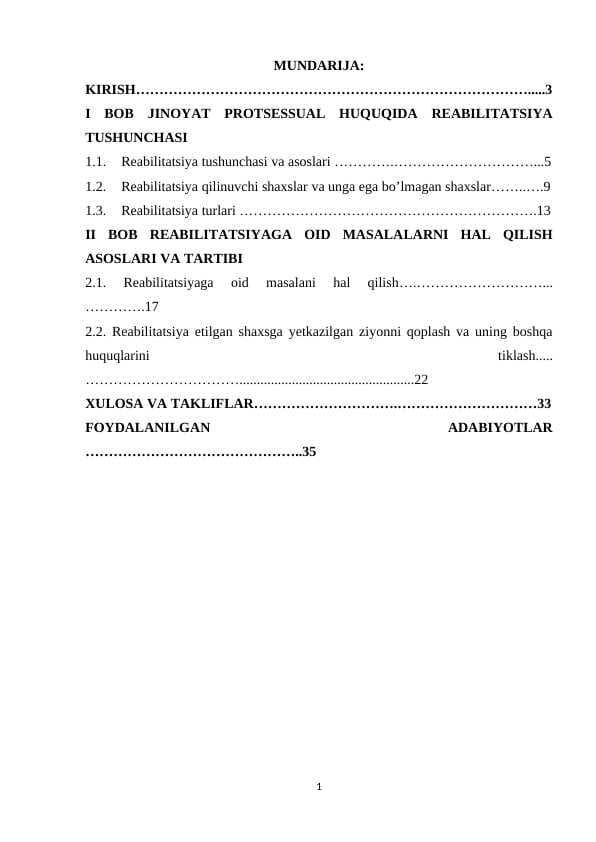 JINOYAT PROTSESSUAL HUQUQIDA REABILITATSIYA TUSHUNCHASI