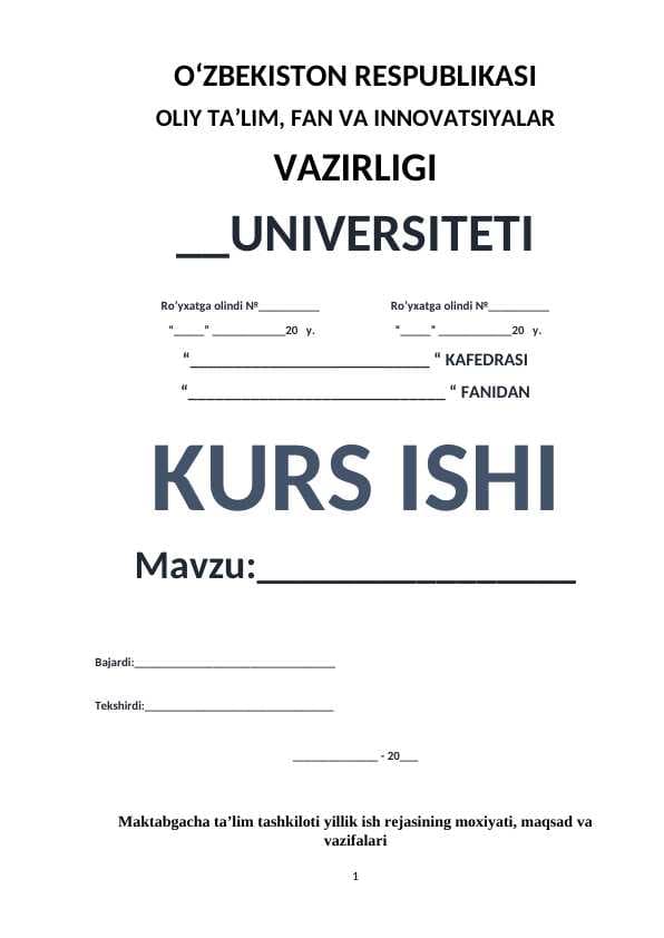Maktabgacha ta’lim tashkiloti yillik ish rejasining moxiyati, maqsad va