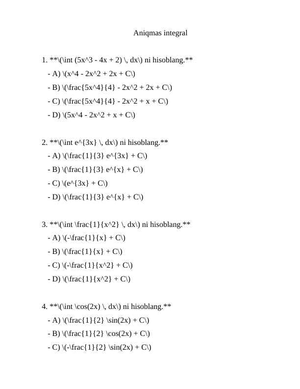 Aniqmas integral