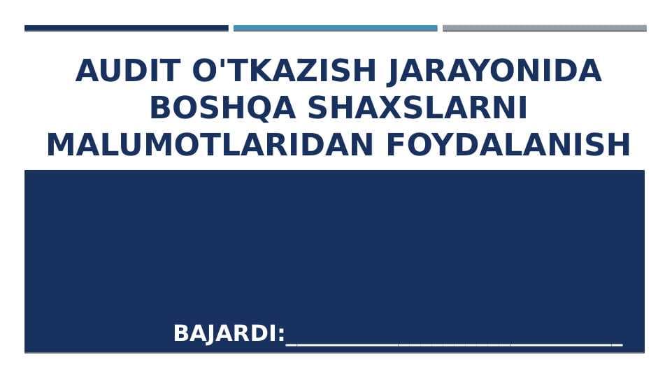 audit o'tkazish jarayonida boshqa shaxslarni malumotlaridan foydalanish