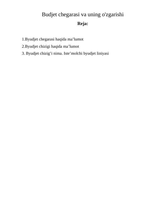 Budjet chegarasi va uning o'zgarishi