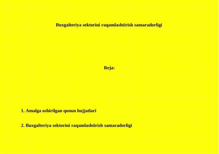 Buxgalteriya sektorini raqamlashtirish samaradorligi