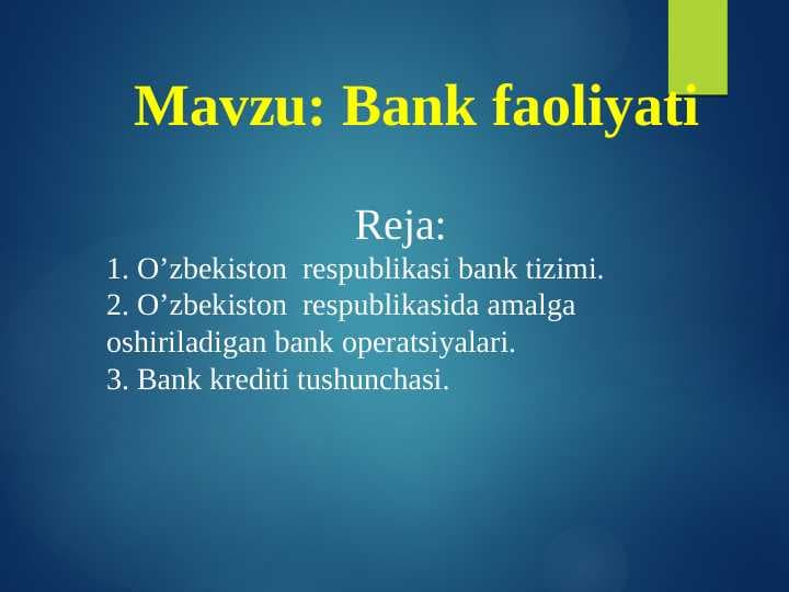 Bank faoliyati