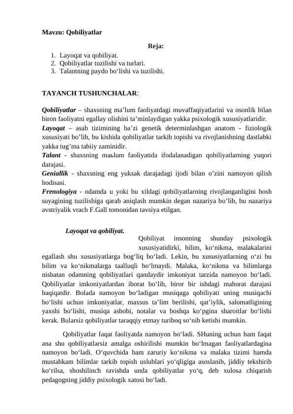 Qobiliyatlar