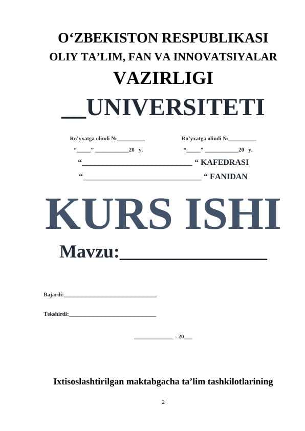 Ixtisoslashtirilgan maktabgacha ta’lim tashkilotlarining maqsad va vazifalari