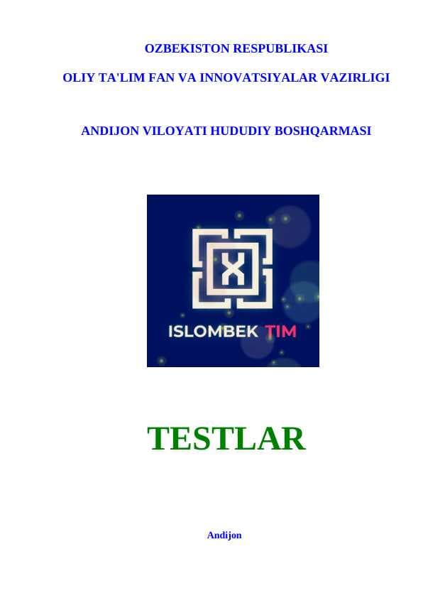 Xorazm davlati boshqaruv tizimi (Test 15 ta)