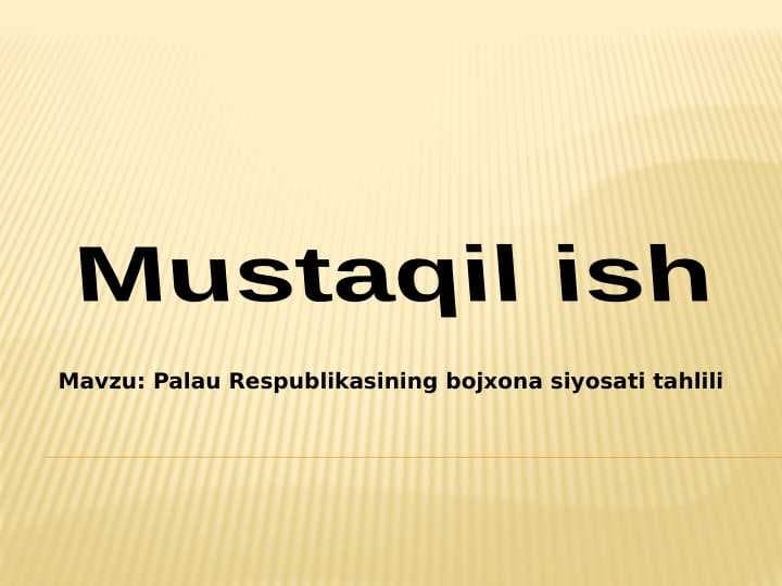 Palau Respublikasining bojxona siyosati tahlili