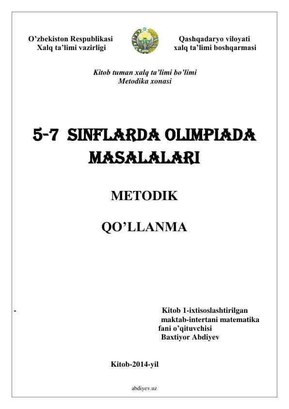 5-7-sinf matematika olimpiada