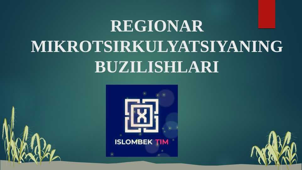 REGIONAR MIKROTSIRKULYATSIYANING BUZILISHLARI