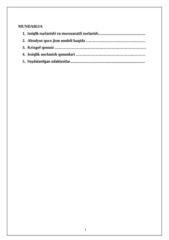 Issiqlik nurlanishi. Krixgof qonuni