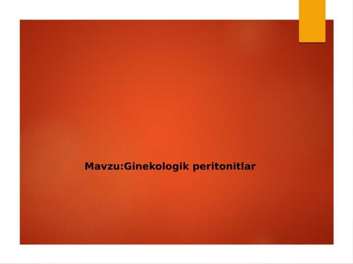 Ginekologik peritonitlar