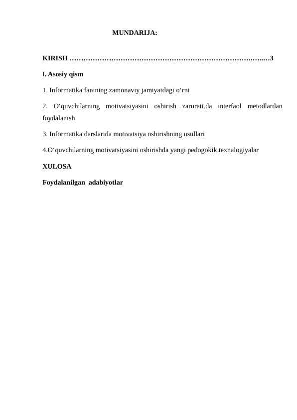 Informatika darslarida o'quvchilar motivatsiyasini oshirish