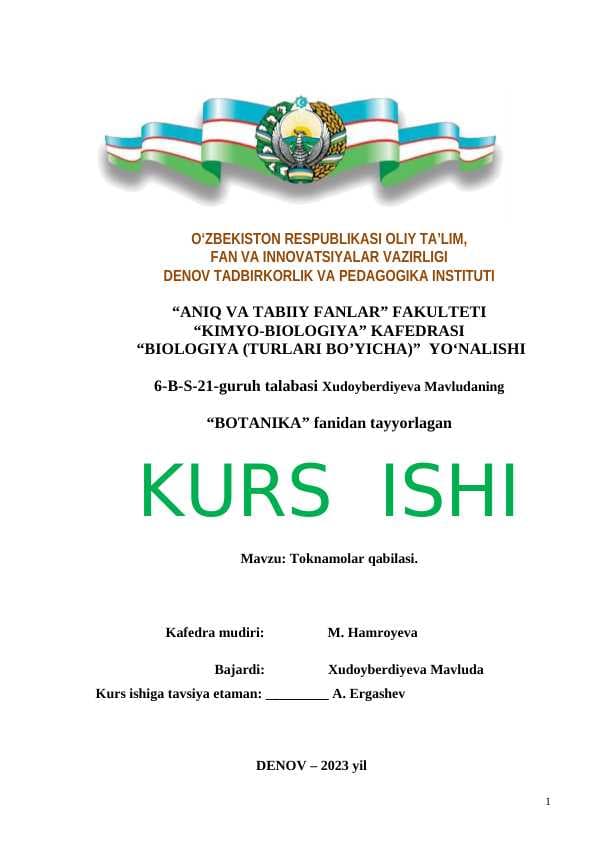 Toknamolar qabilasi  KURS ISHI   tayyor