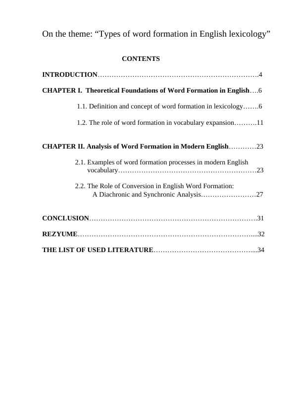 Types of word formation in English lexicology