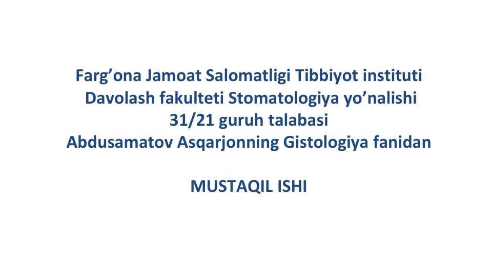 Gistalogiya teri va uning hosilalari