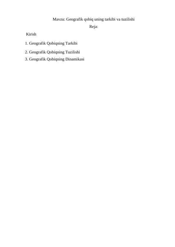 Geografik qobiq uning tarkibi va tuzilishi