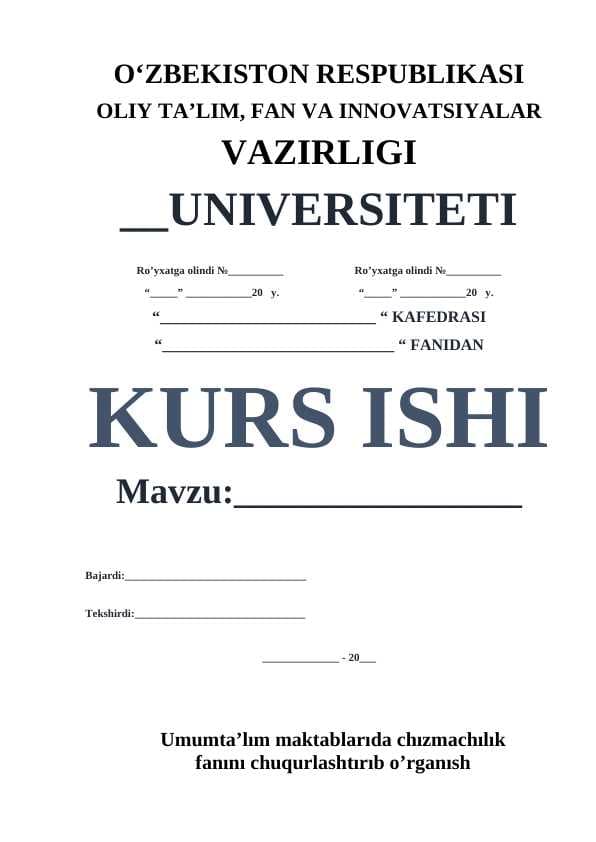 Umumta’lım maktablarıda chızmachılık fanını chuqurlashtırıb o’rganısh
