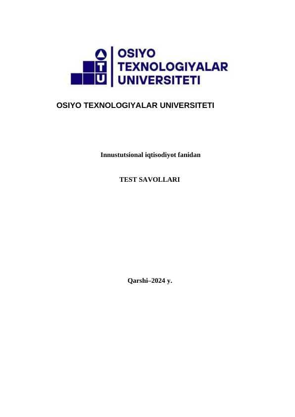 innustutsional iqtisodiyot fanidan test