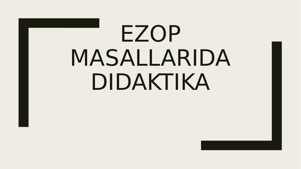 Ezop masallarida didaktika