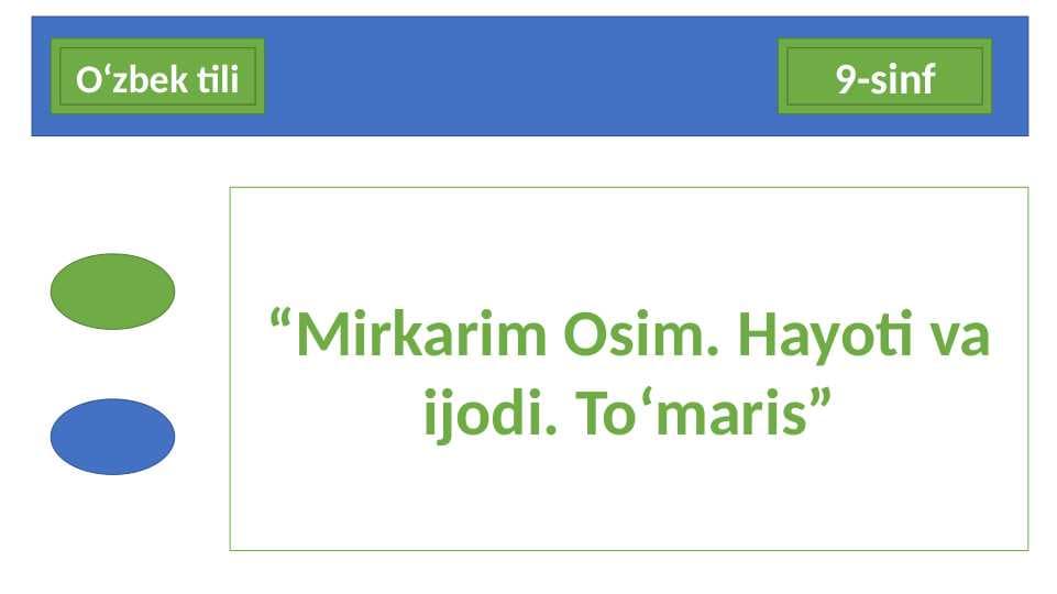 “Mirkarim Osim. Hayoti va ijodi. To‘maris”
