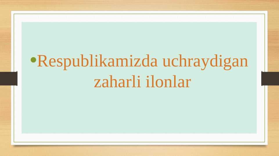 Respublikamizda uchraydigan zaharli ilonlar