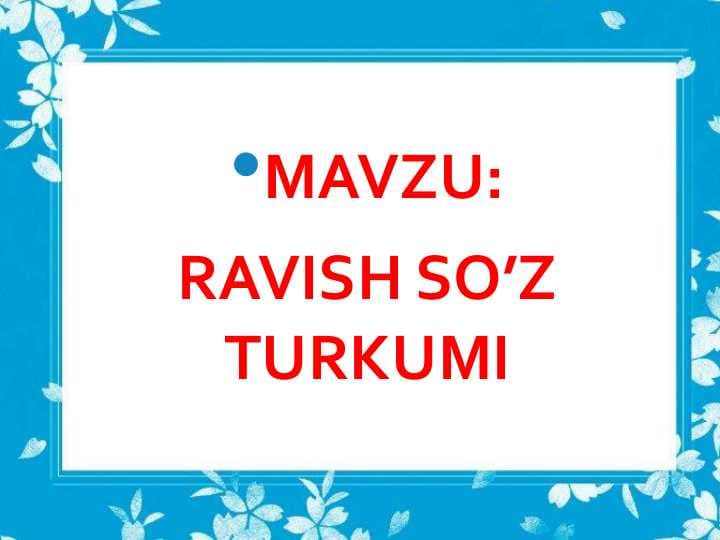Ravish sòz turkumi