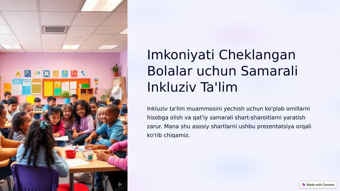 Imkoniyati Cheklangan Bolalar uchun Samarali Inkluziv Ta'lim