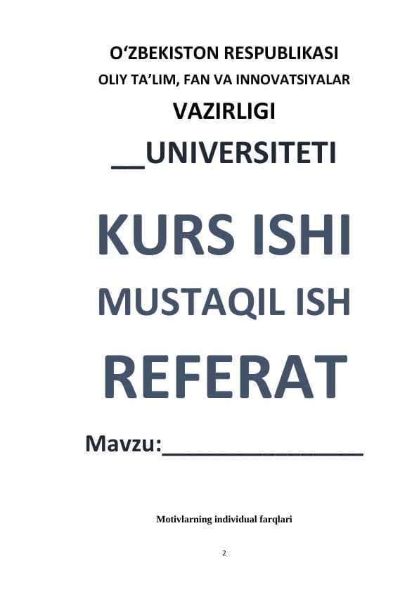 Motivlarning individual farqlari