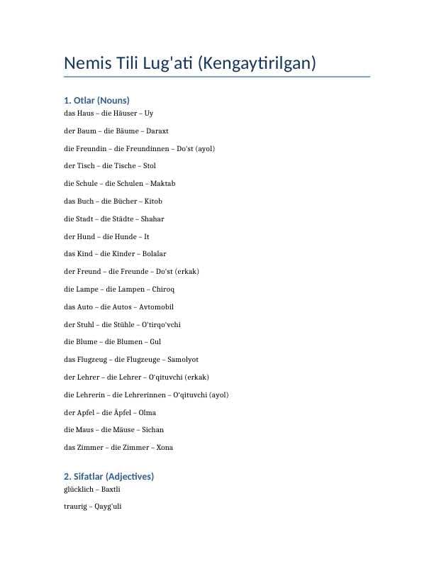 Nemis tili lugʻat