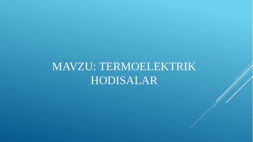 Termoelektrik hodisalar