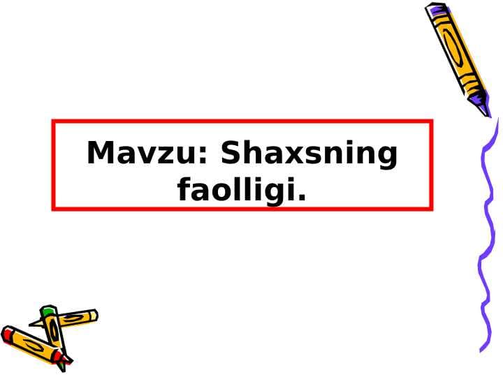 Shaxsning faolligi