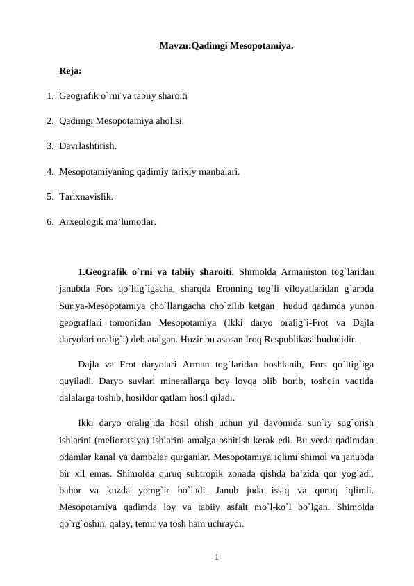 Qadimgi Mesopotamiyaning yozma manbalari