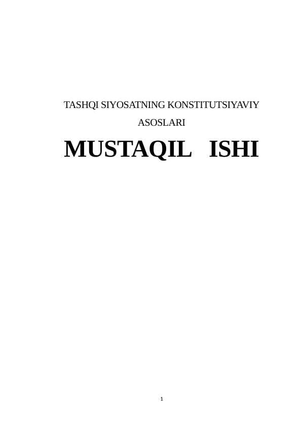 TASHQI SIYOSATNING KONSTITUTSIYAVIY ASOSLARI