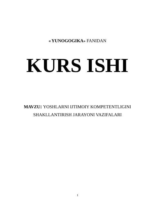 YOSHLARNI IJTIMOIY KOMPETENTLIGINI SHAKLLANTIRISH JARAYONI VAZIFALARI