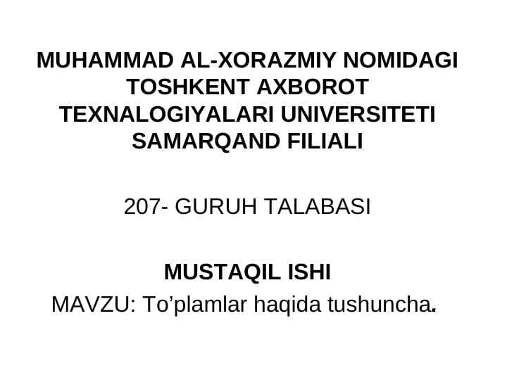 To’plamlar haqida tushuncha
