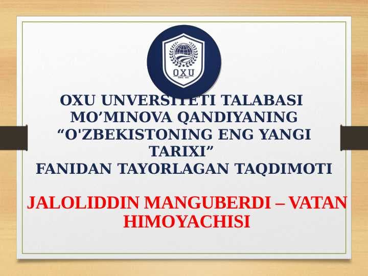 Jaloliddin Manguberdi - Vatan himoyachisi