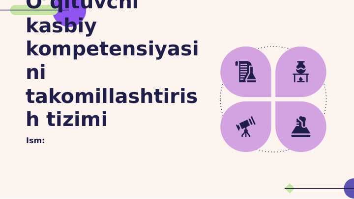 O’qituvchi kasbiy kompetensiyasini takomillashtirish tizimi