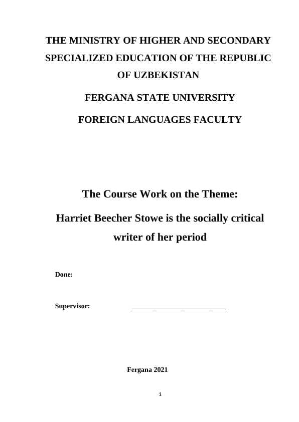 Harriet Beecher Stowe is the socially critical writer of her period