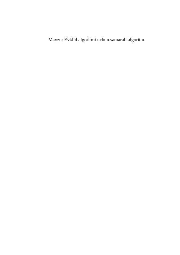 Evklid algoritmi uchun samarali algoritm