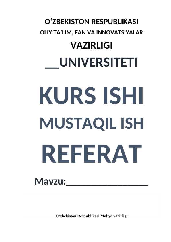 Oʻzbekiston Respublikasi Moliya vazirligi