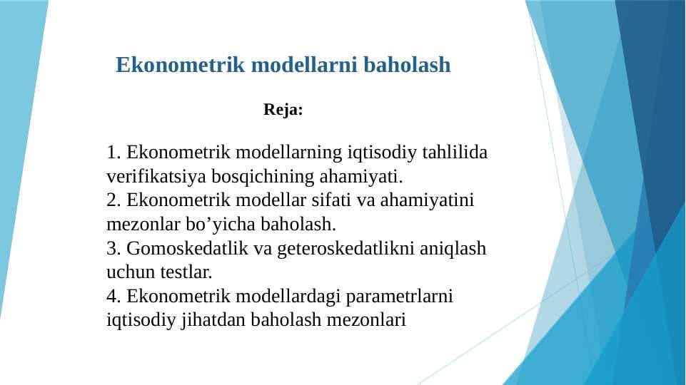 Ekonometrik modellarni baholash